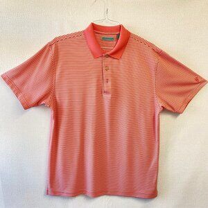 Cubavera Men's Polo Golf Shirt - Pink Sripped - Size L - Excellent Condition